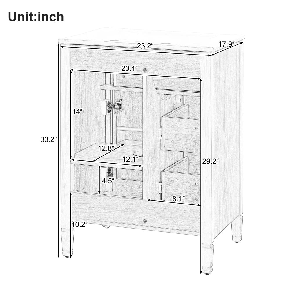 Bathroom Vanity Sink Cabinet With Drawers And Adjustable Shelf