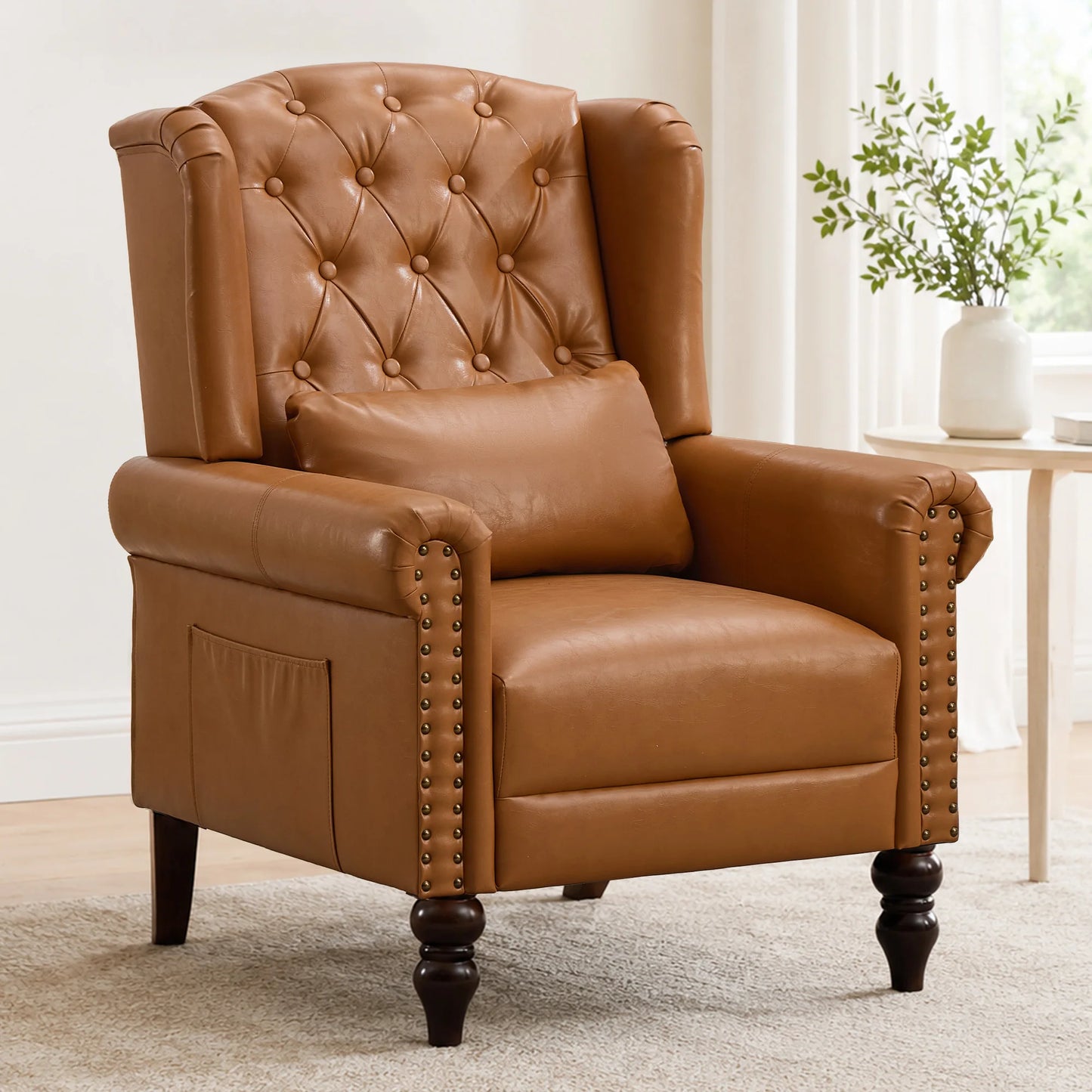 TCGBKAF Vintage Floral Wingback Club Accent Chair