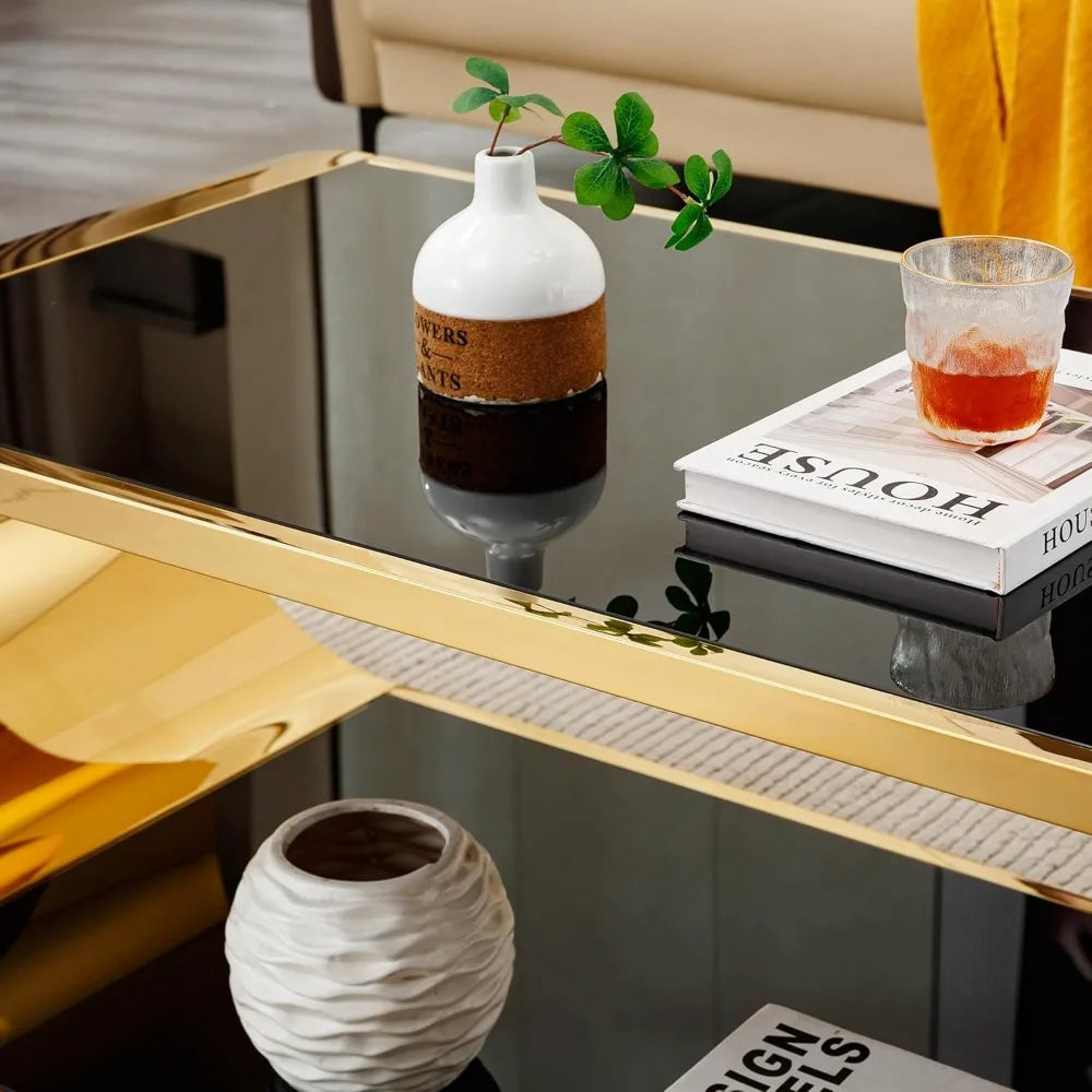 Tempered Glass Coffee Table With Stainless Steel Frame