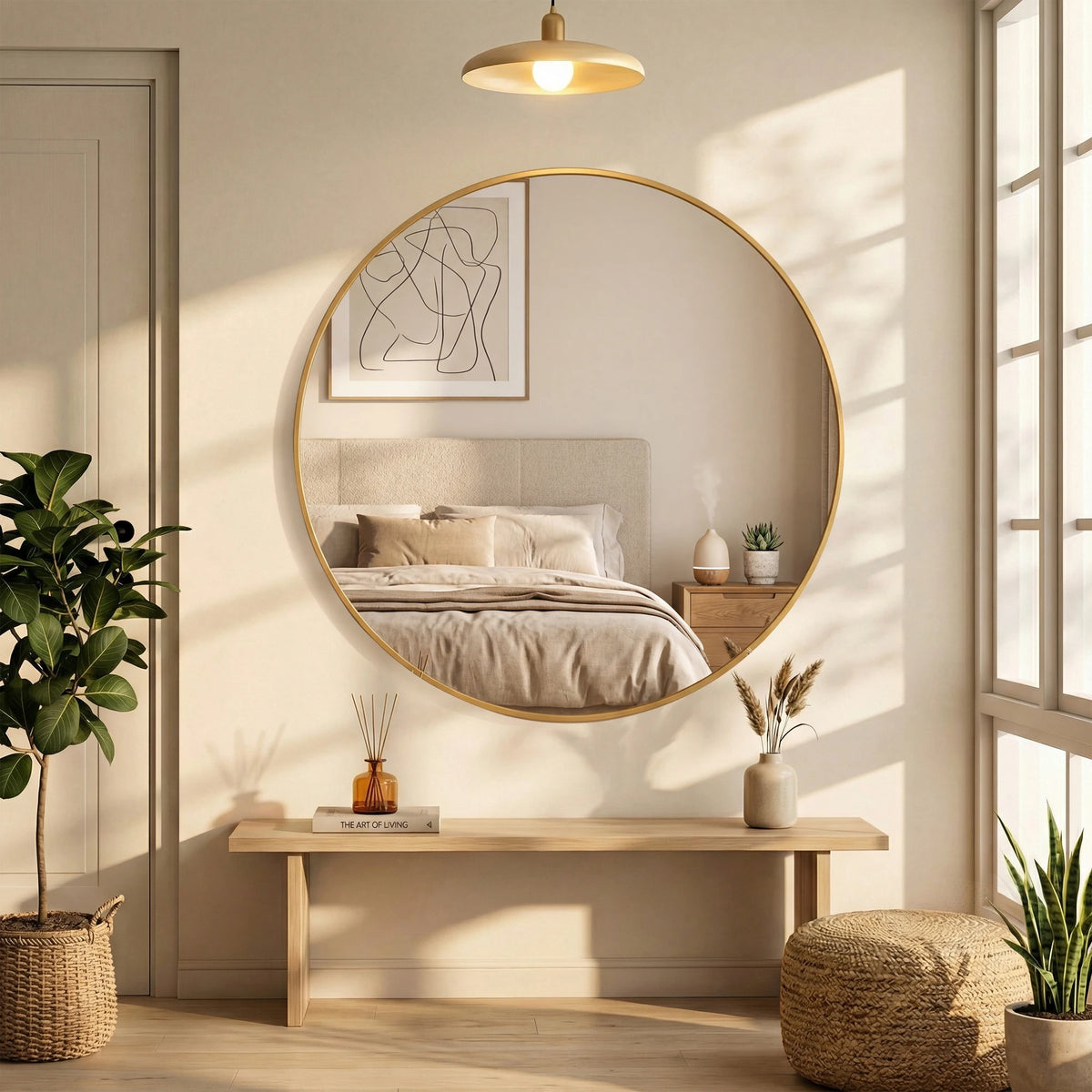 MCQ Round Wall Mirror Shatterproof Bathroom Decor For Home