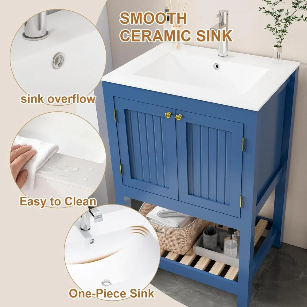 Modern Bathroom Vanity With Sink Freestanding Cabinet