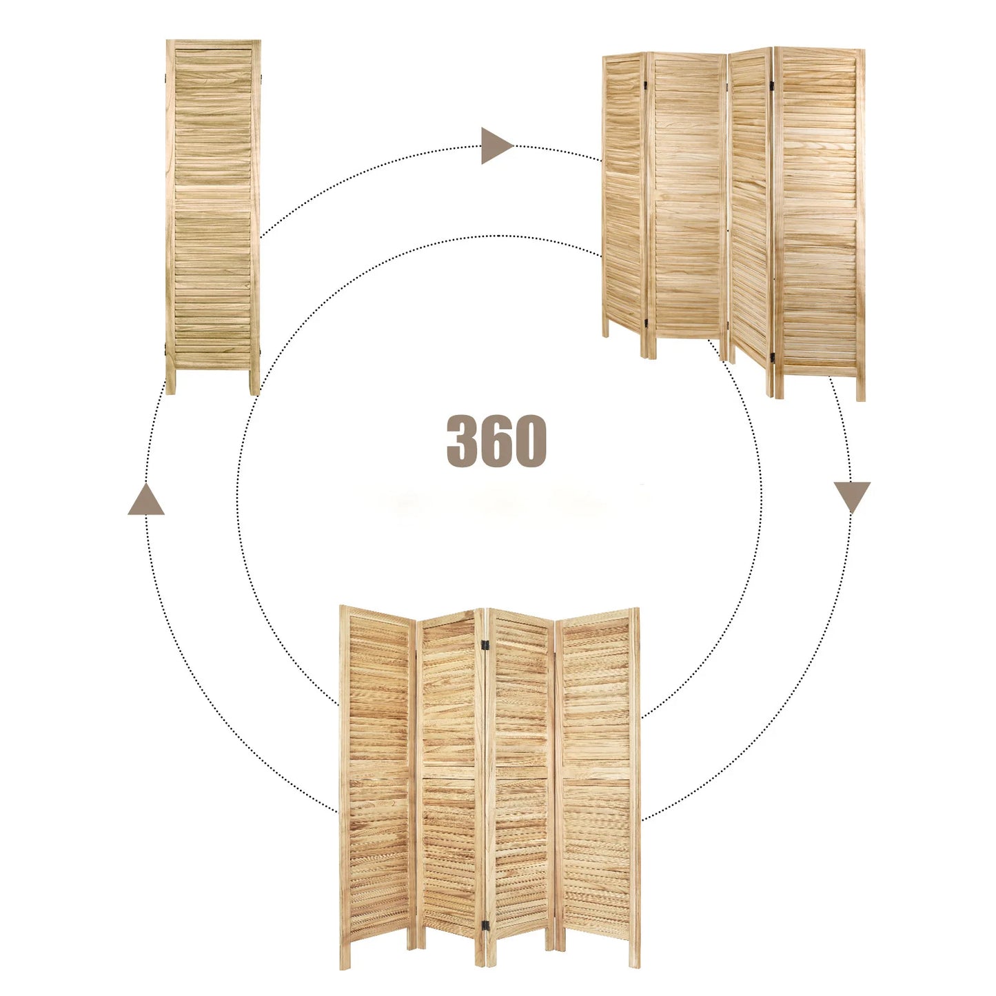 Wooden 6 Panel Room Divider Freestanding Privacy Screen