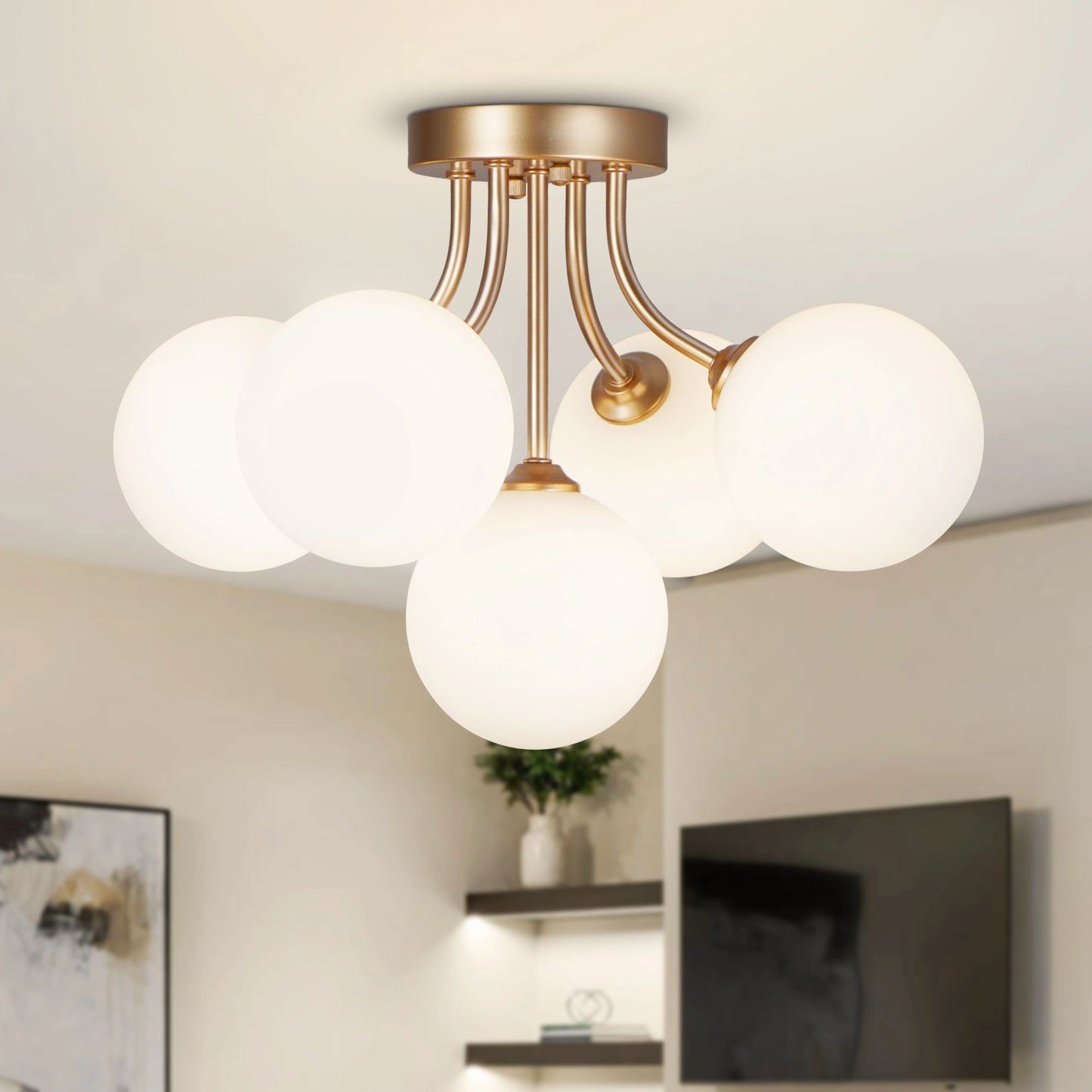 5-Light Ceiling Light Semi Flush Mount Fixture For Kitchen