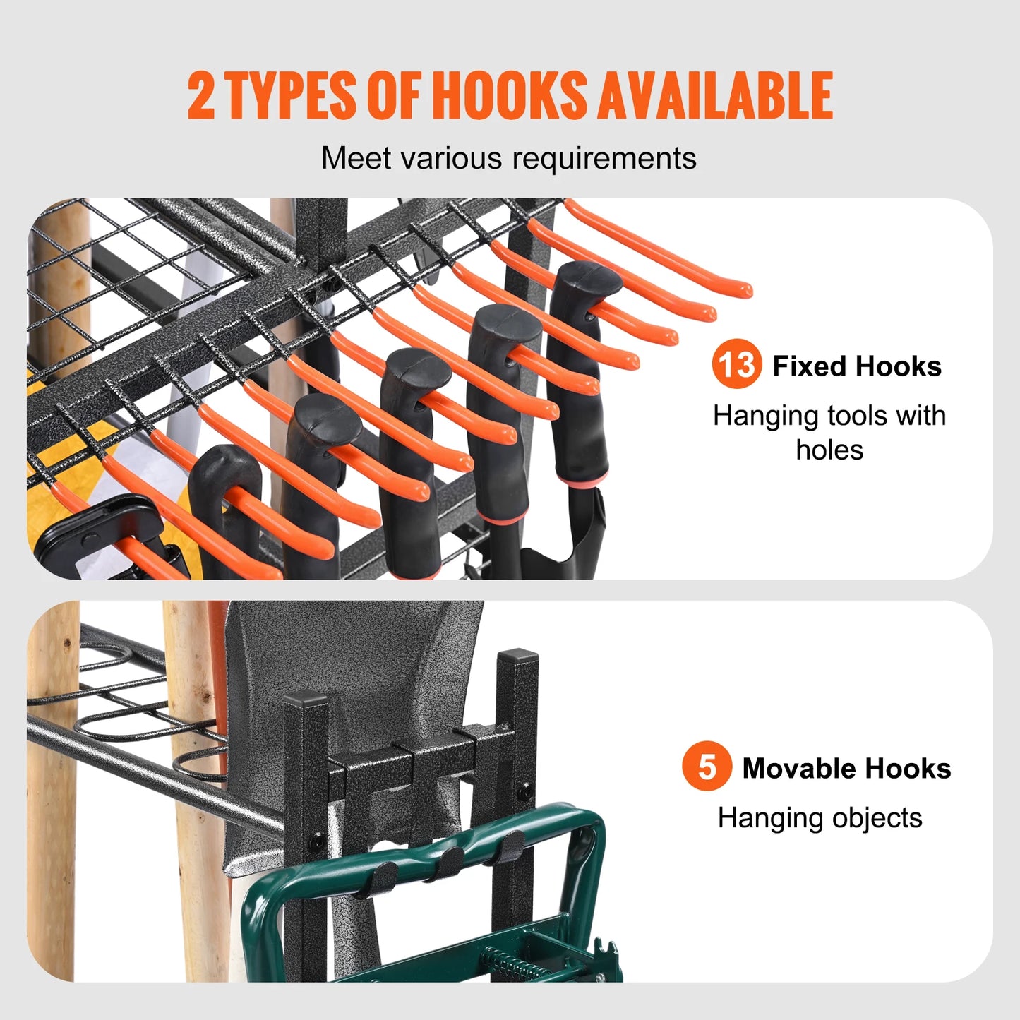 Garden Tool Organizer Tower Rack With Hooks And Wheels