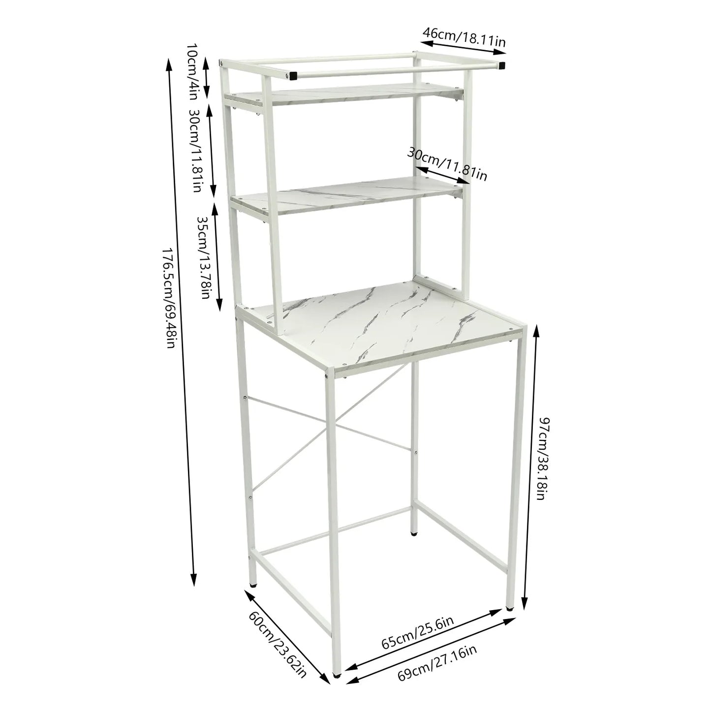 Over Washer Dryer Storage Shelf Three Tier Bathroom Organizer