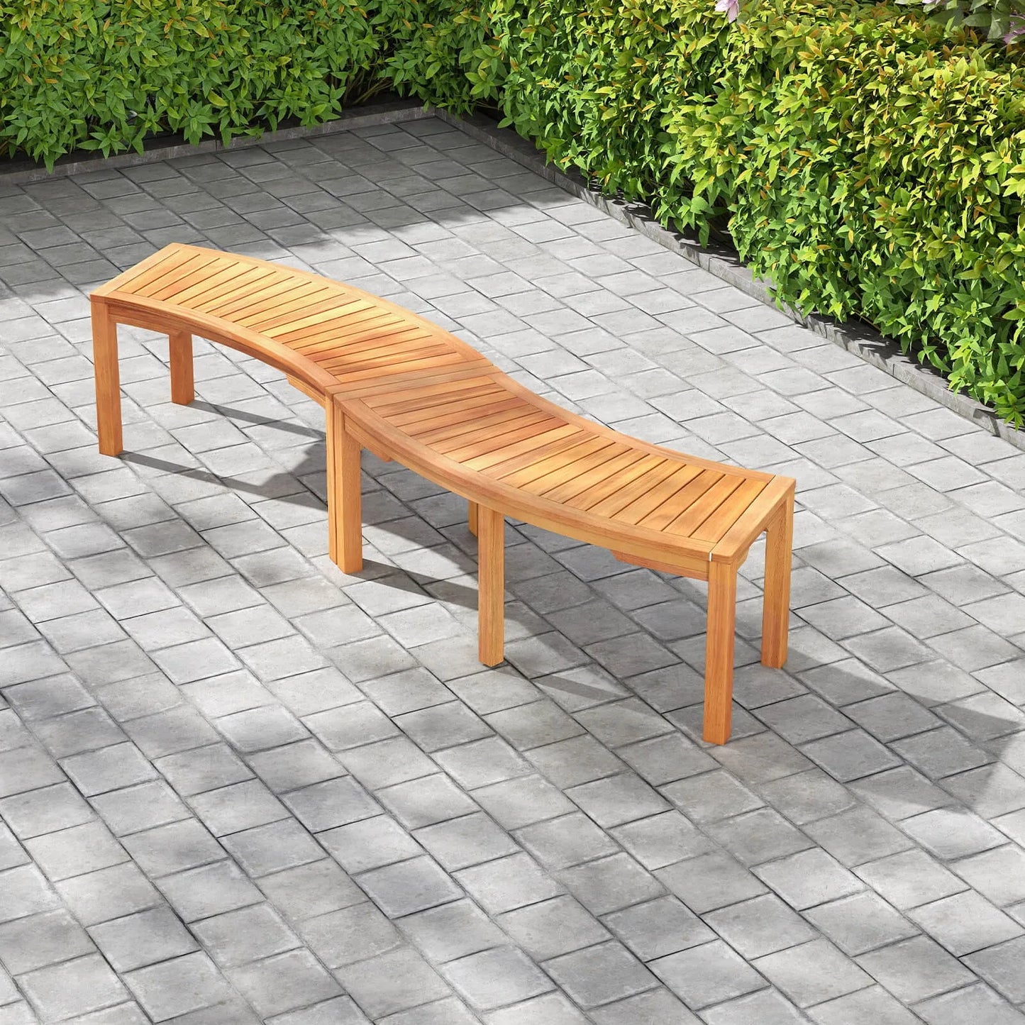 Outdoor Curved Tree Bench With Slatted Seat For Garden