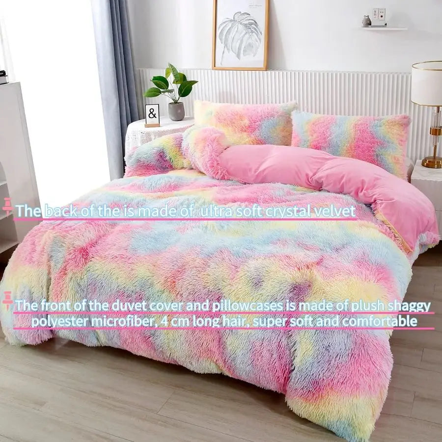 Rainbow Girls Bedding Set 3-Piece Duvet Cover Pillowcases