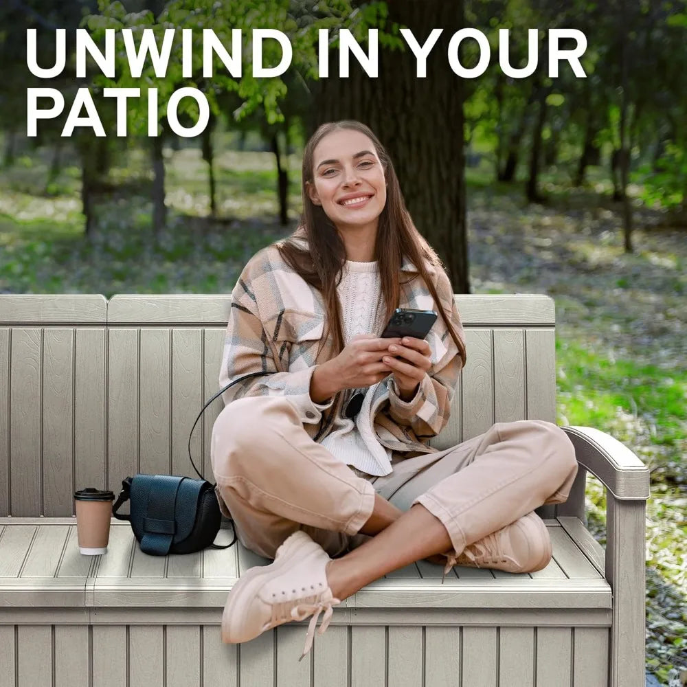 DAFIFY 3 Seat Outdoor Storage Bench With Rain Cover