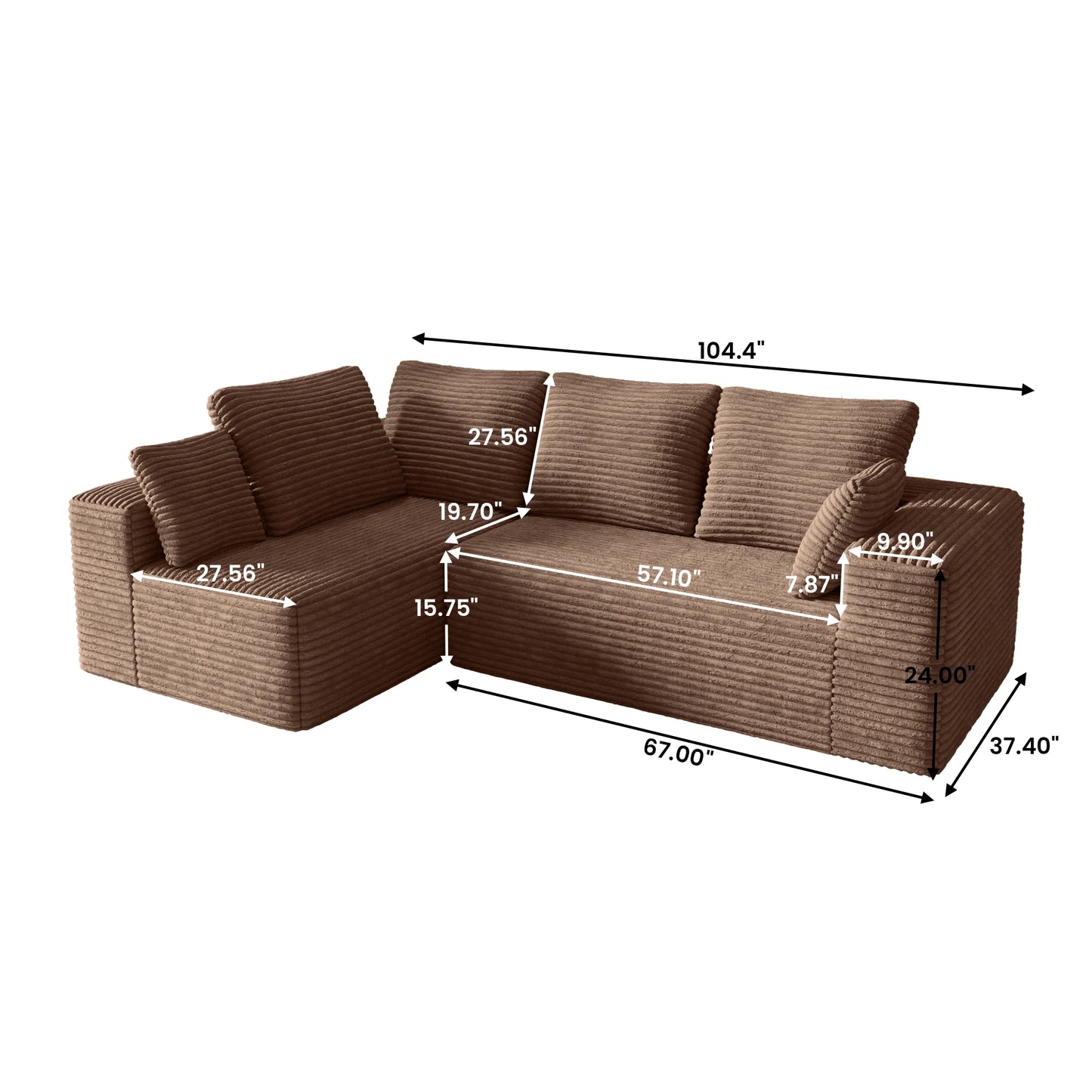 Sdorens Cloud Like Sectional Sofa With L Shaped Chaise