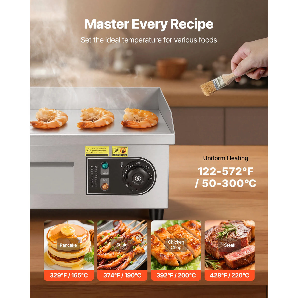 SucceBuy Commercial Electric Griddle With Adjustable Temperature Control