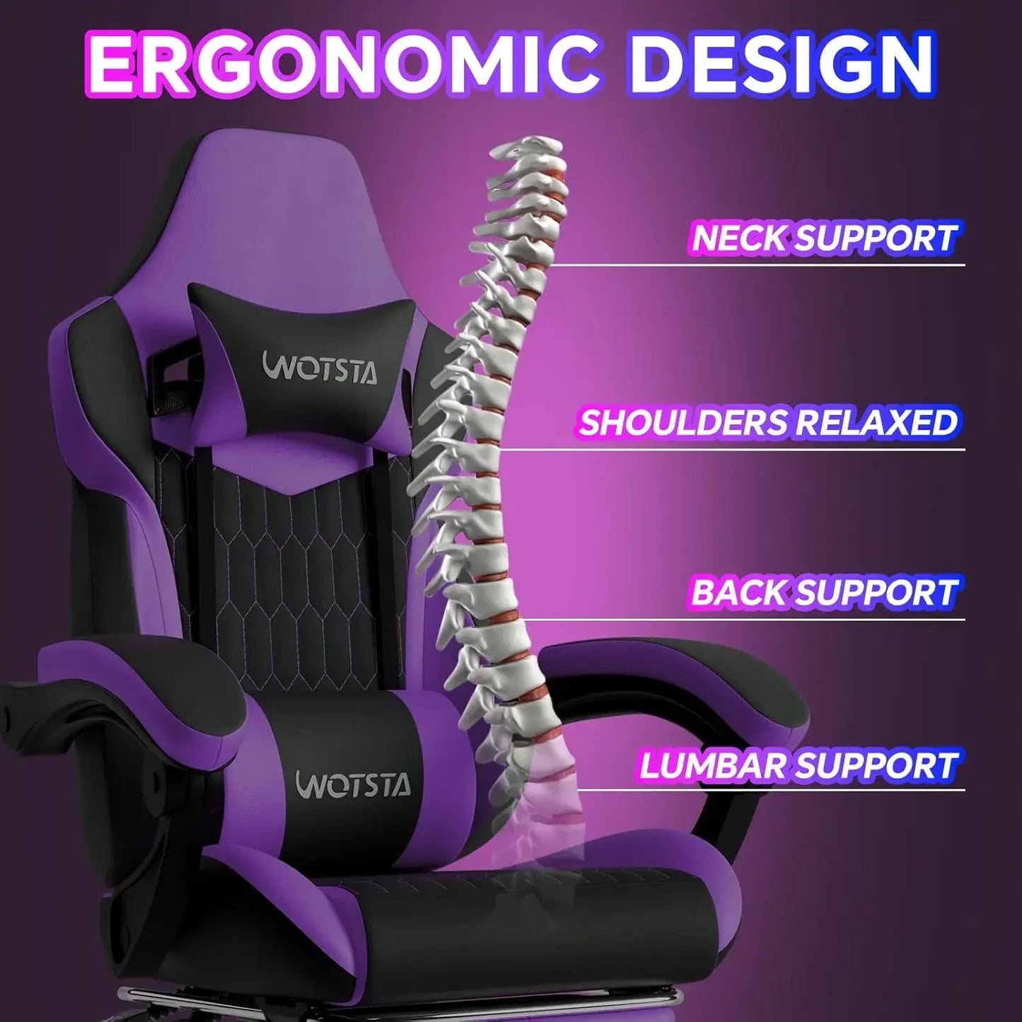 Ergonomic Gaming Chair With Footrest And Lumbar Support