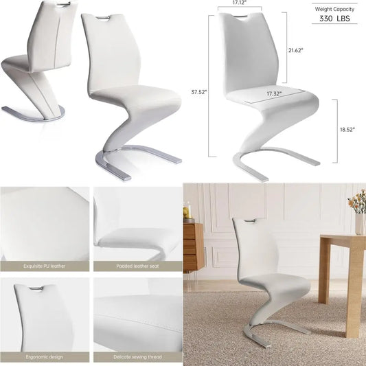 Modern Armless Dining Chairs Set of 2 Upholstered In PU Leather For Kitchen