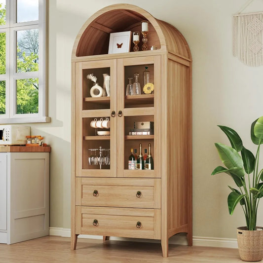 71 Inch Tall Pantry Cabinet with LED Lights and Adjustable Shelves for Kitchen