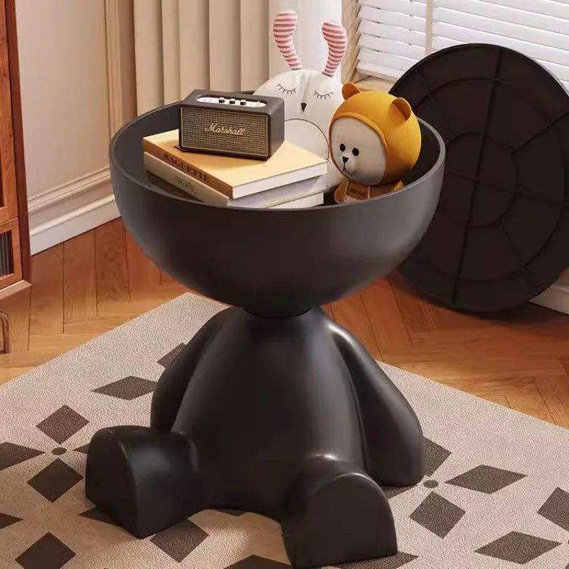 Cream Flat Top Coffee Table With Movable Round Side