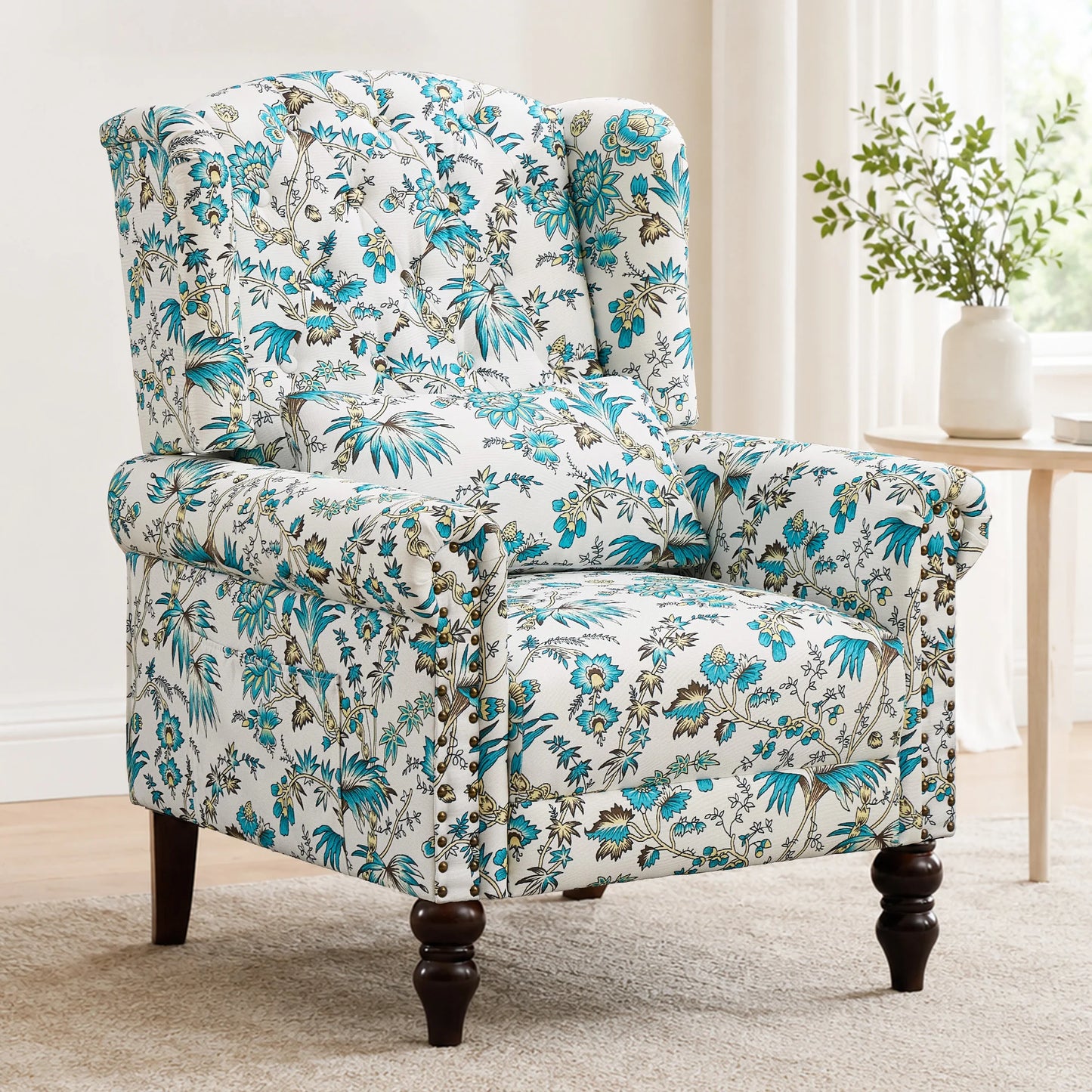 TCGBKAF Vintage Floral Wingback Club Accent Chair