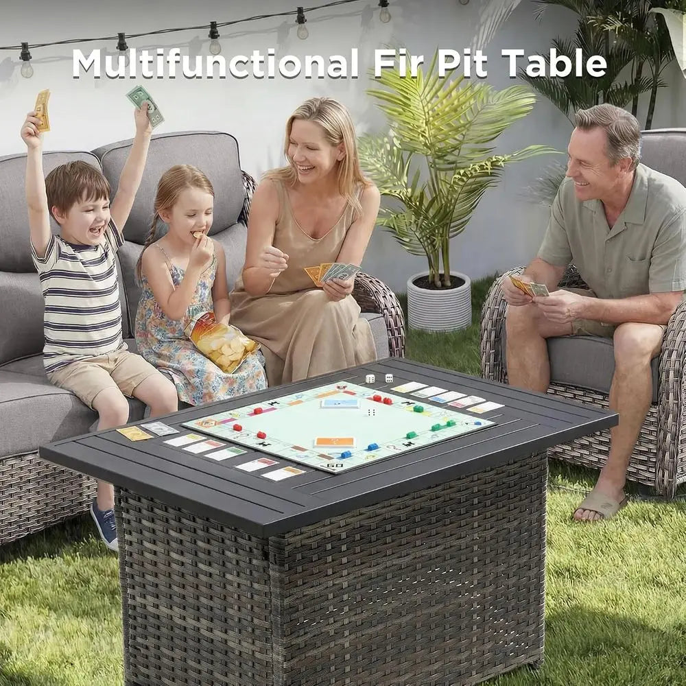 OutdoPatio All Weather Outdoor Patio Set With Fire Pit