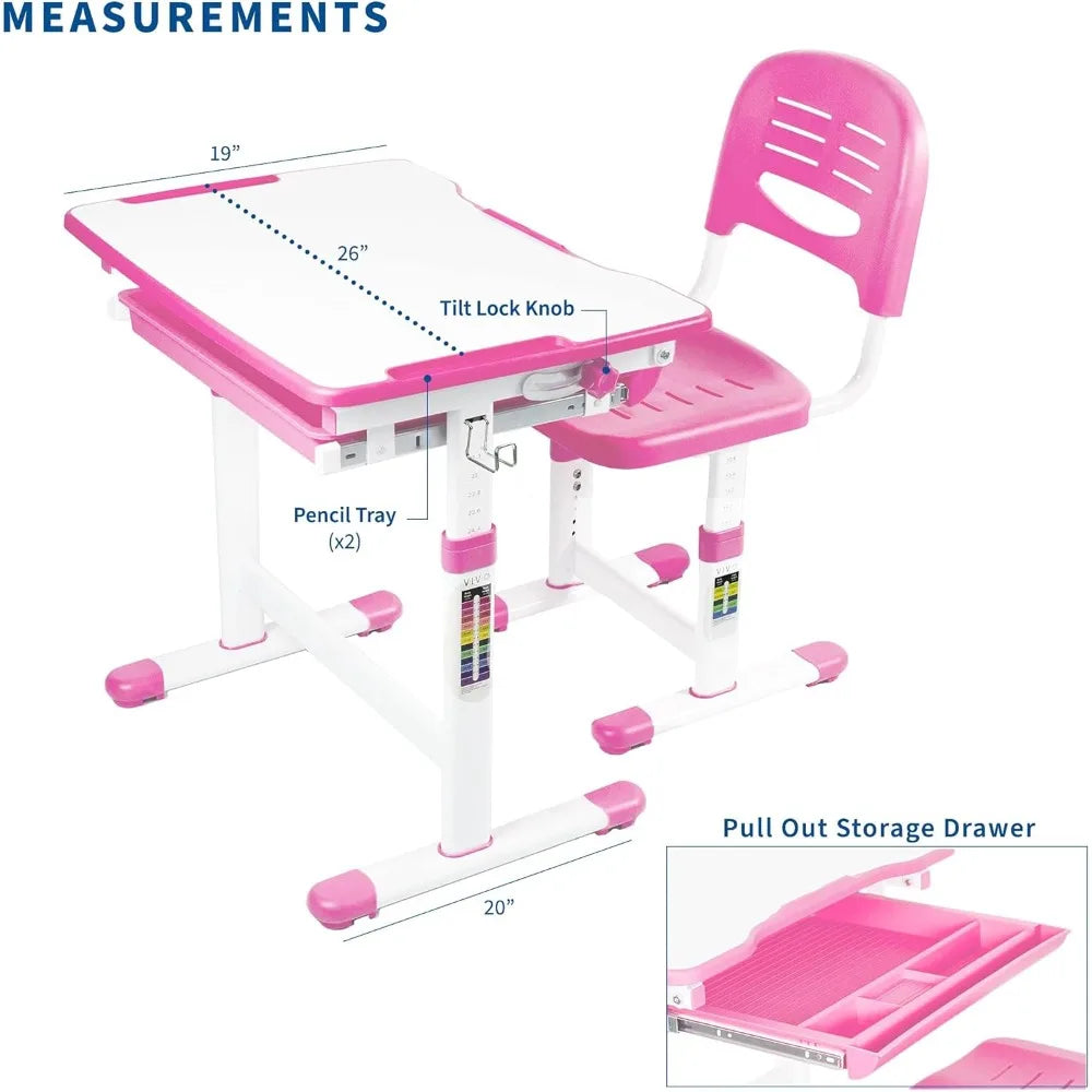 Adjustable Children Desk And Chair Learning Workstation