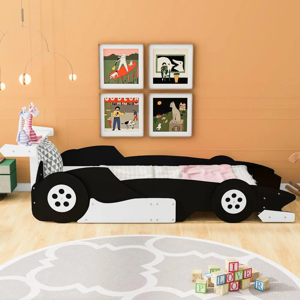 Race Car Bed For Kids With Premium Storage Shelves