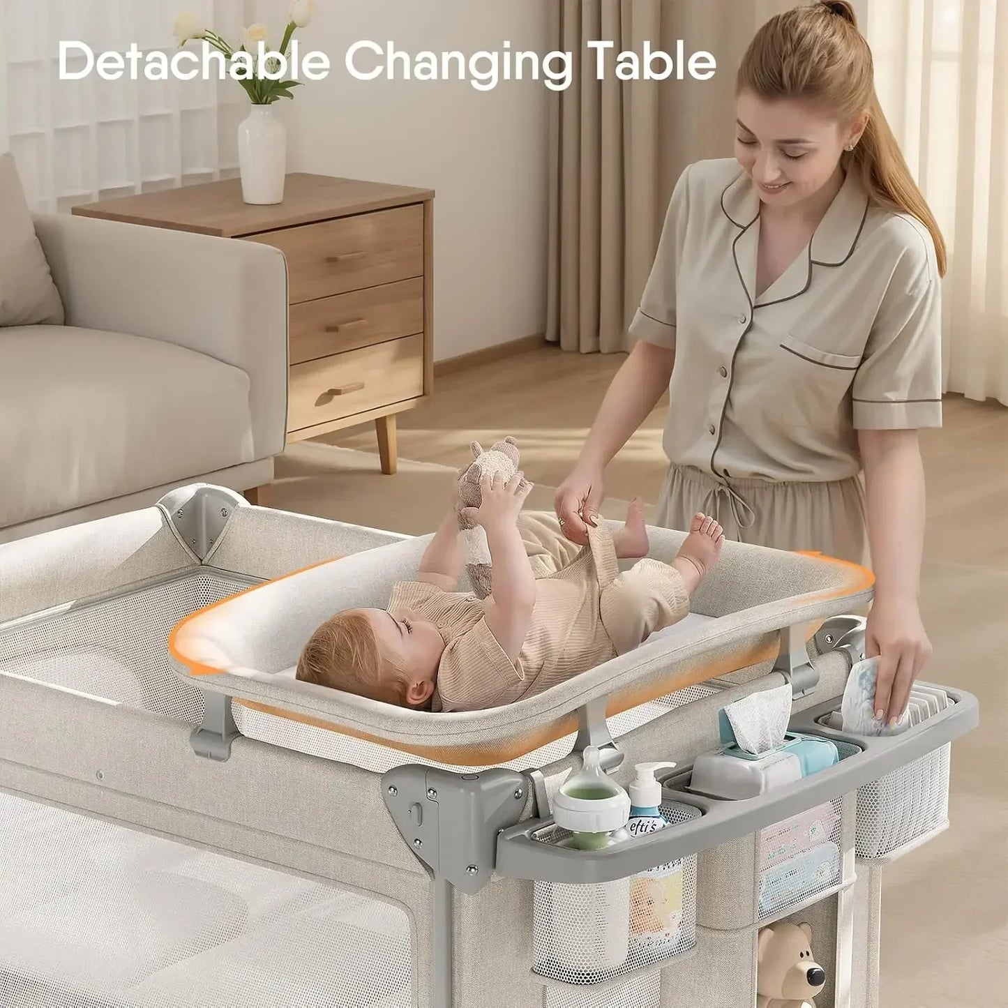 FourInOne Baby Bassinet Pack And Play Bedside Crib Portable