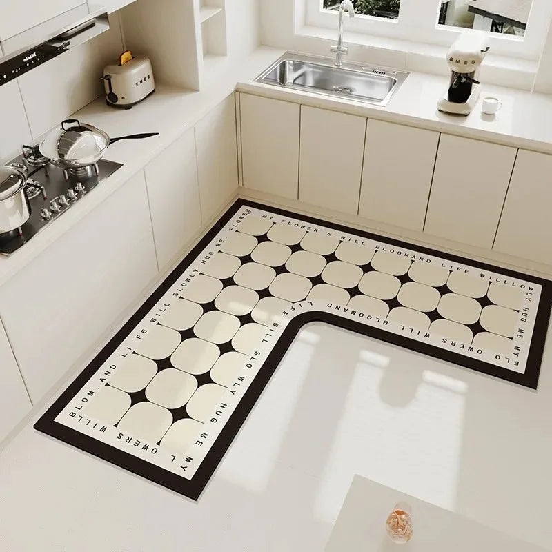 Luxurious L Shaped PVC Kitchen Carpet Non Slip Mat