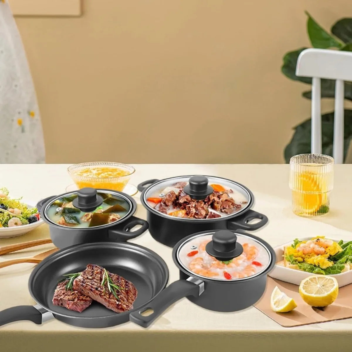 COBASPORT Stainless Steel Nonstick Cookware Set for Induction Cooking