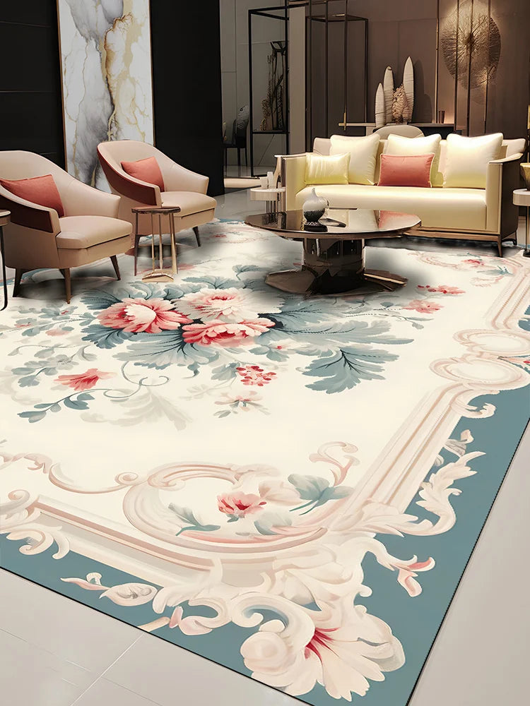 Pastoral Style Polyester Floor Rug for Living Room Bedroom