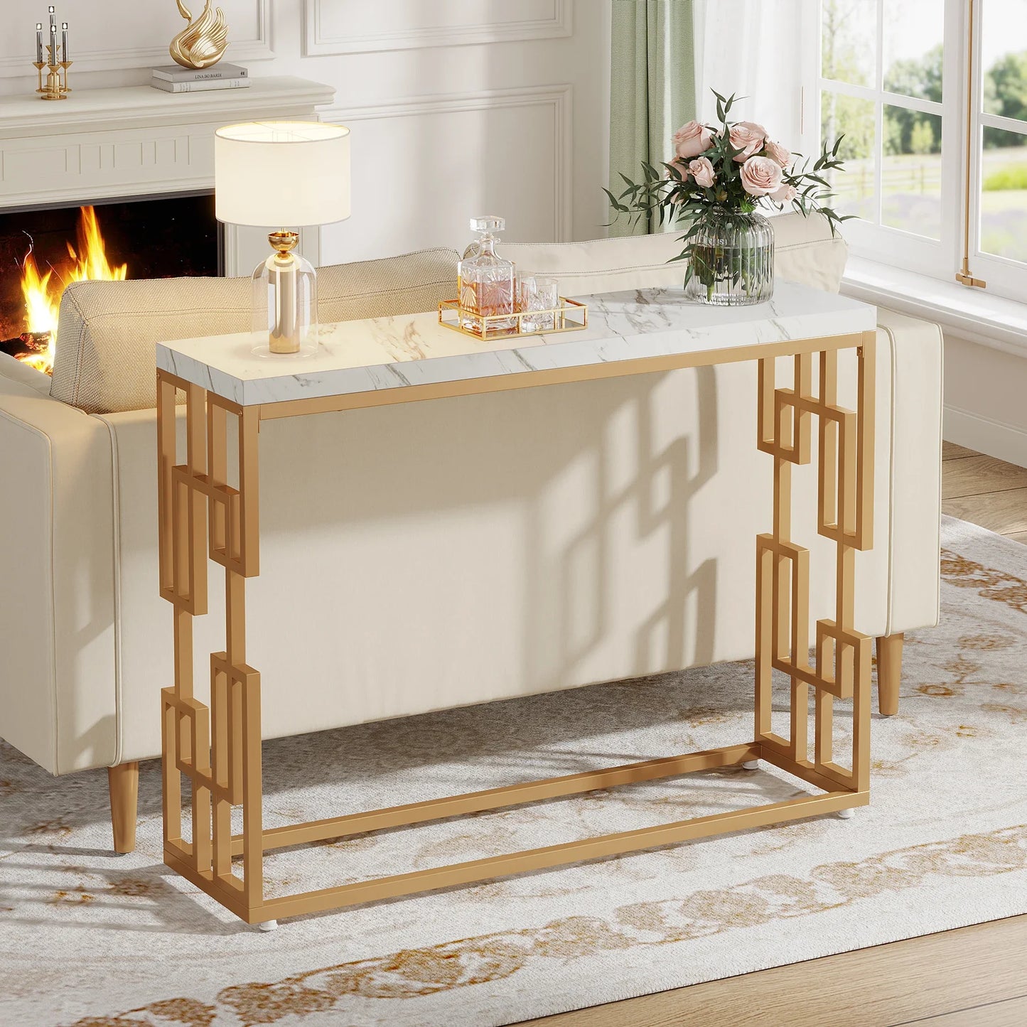 Tribesigns Modern Console Table Faux Marble Top For Home