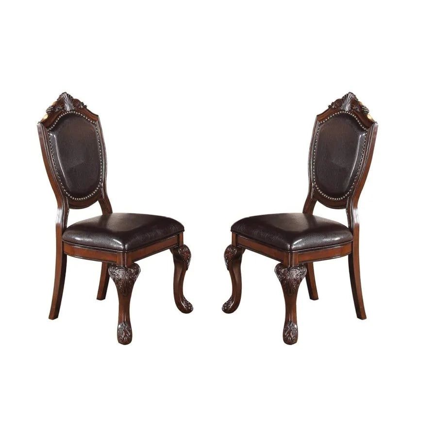 Dining Set With Round Table And Four Chairs Rubberwood Veneer