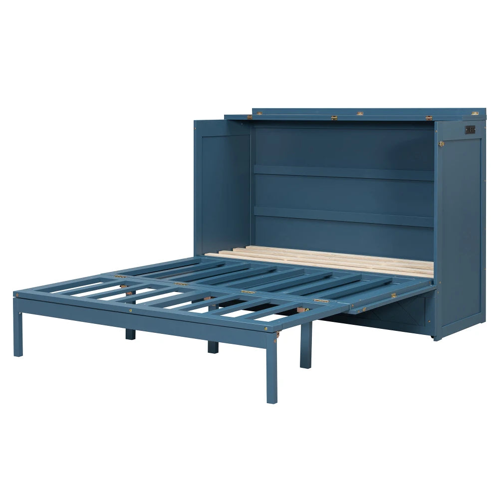 Murphy Bed Folding Wall Bed With BuiltInDrawer Usb Ports