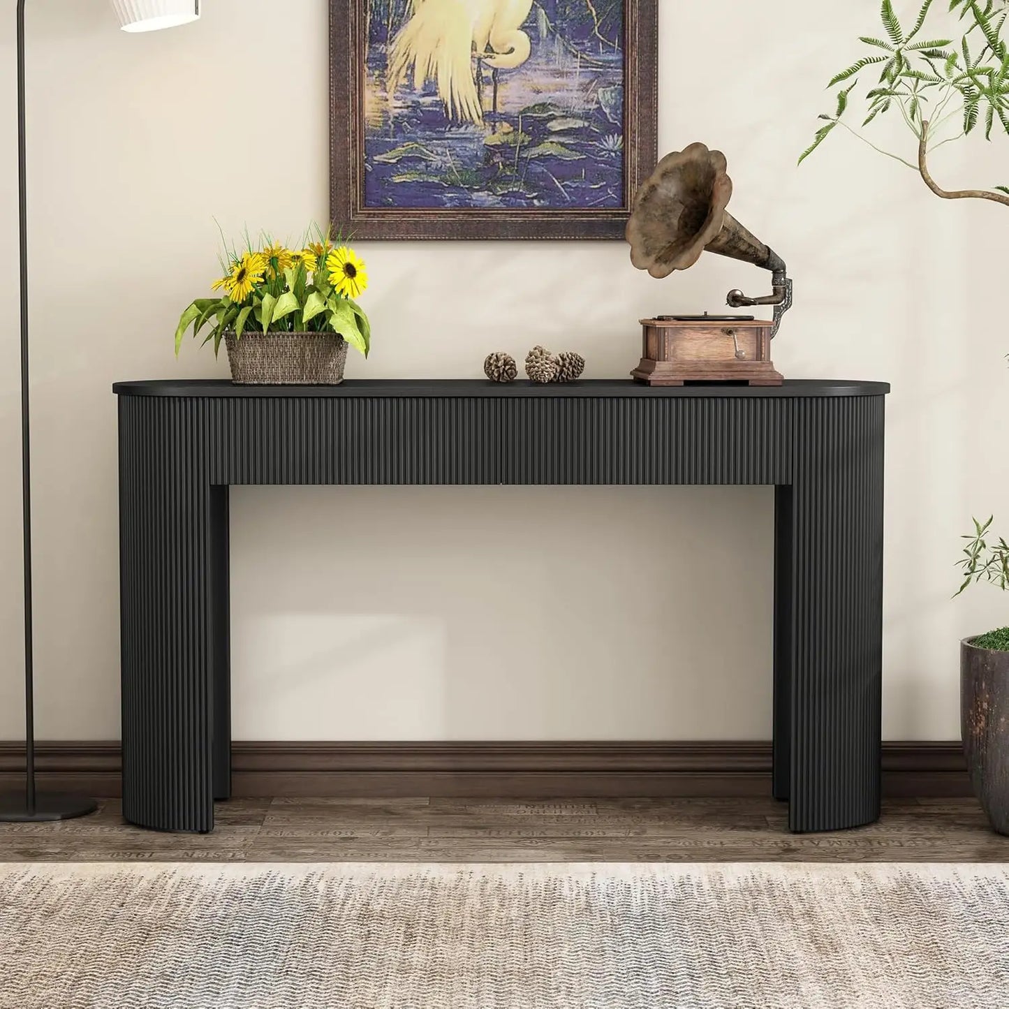 ZHENDAI Elegant Entryway Console Table With Fluted Design