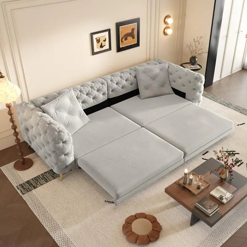 CN Sichuan Modern 3 in 1 Convertible Sofa Bed With Ottoman