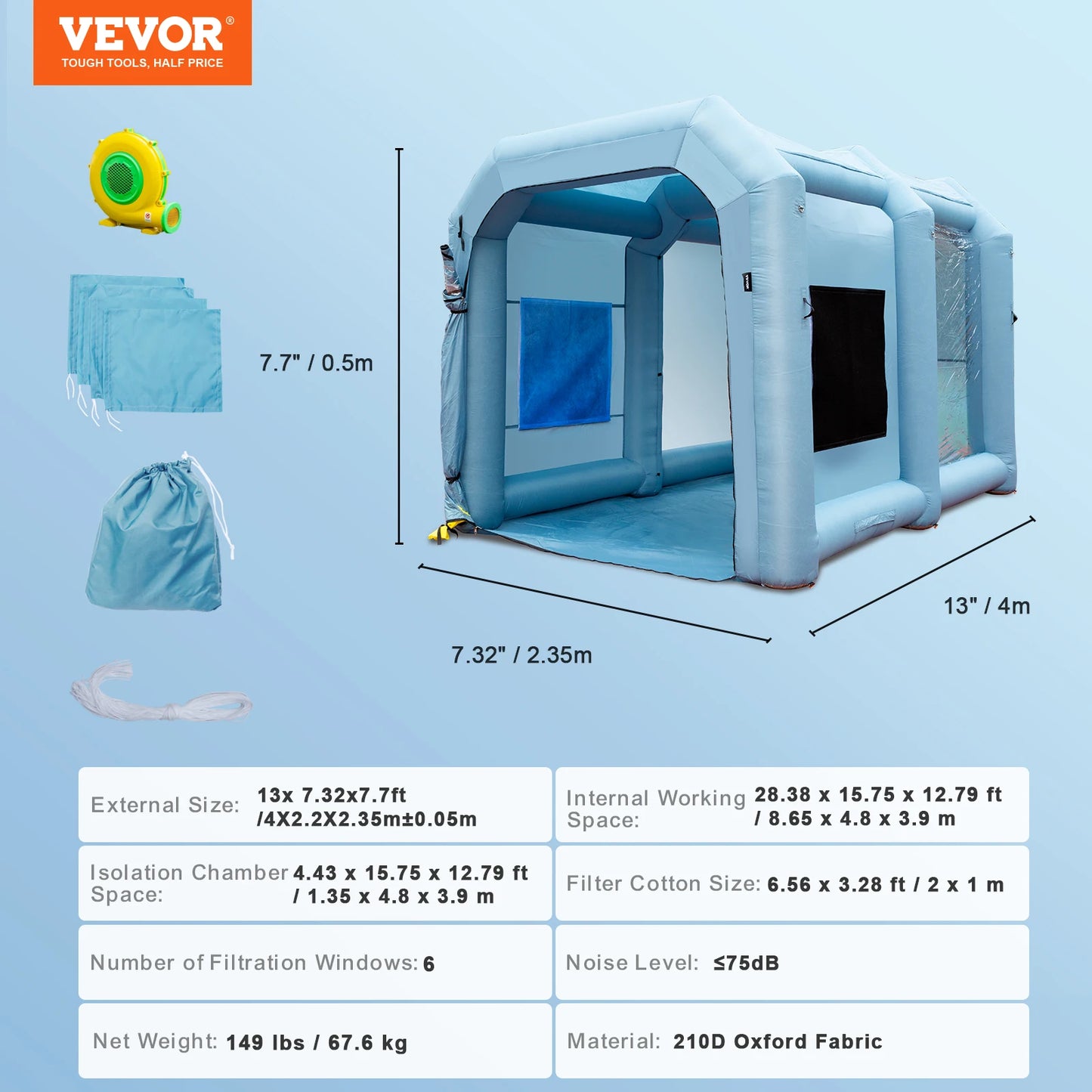 SucceBuy Portable Inflatable Paint Booth with Blowers and Air Filter System