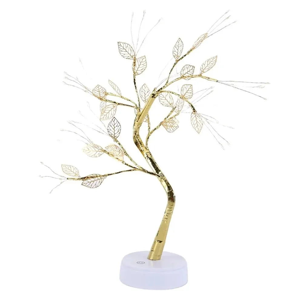 LED Golden Leaf Table Lamp Christmas Tree Night Light