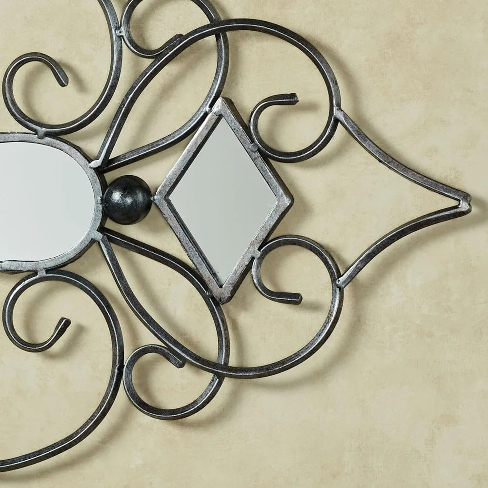 Abstract Scrollwork Mirrored Metal Wall Art Decorative Hanging Mirror