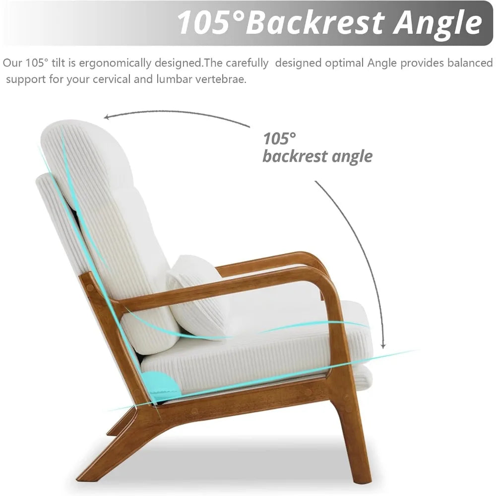 Mid Century Modern Accent Chair with Pillow Upholstered Lounge Armchair