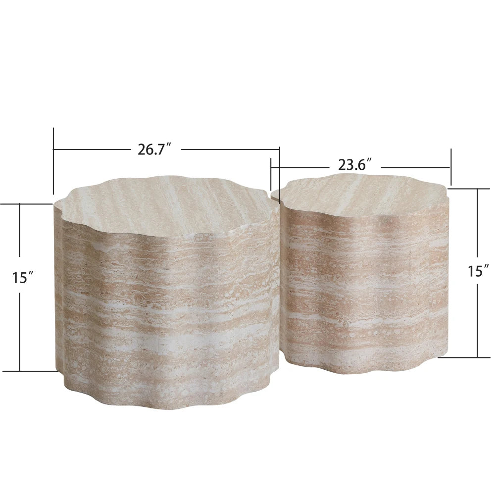 Modern Round Wooden Nesting Coffee Tables With Pet Bed