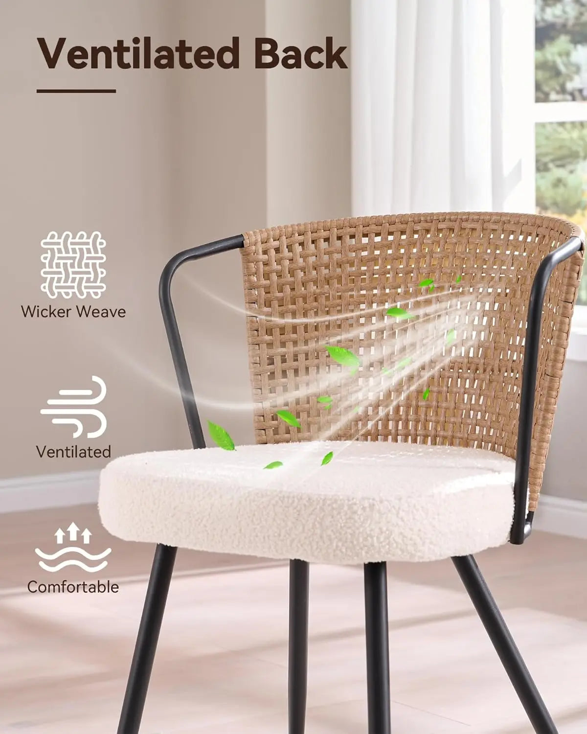 Dining Chair Set Modern Farmhouse Upholstered Wingback