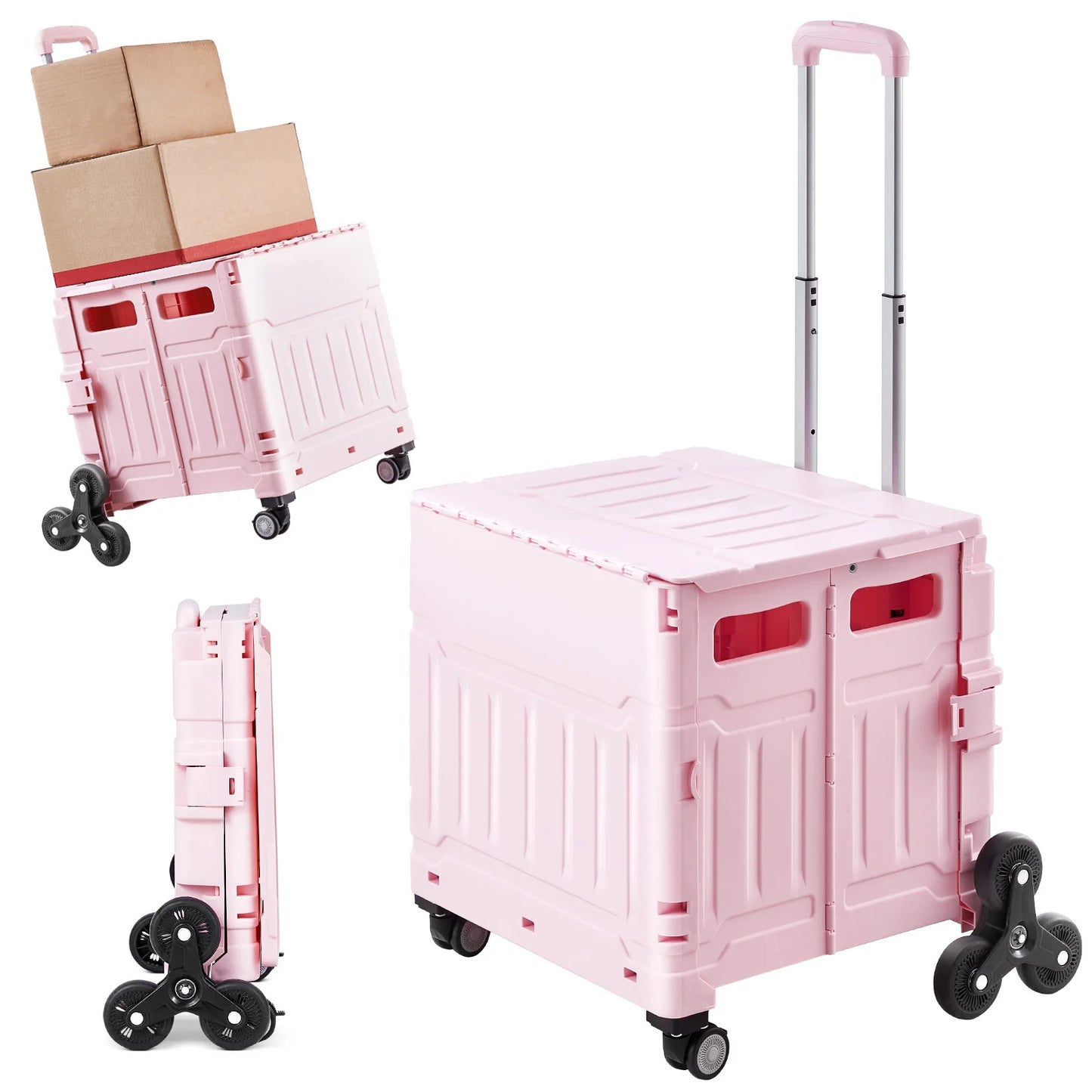 SucceBuy Stair Climbing Cart With Wheels Foldable Utility