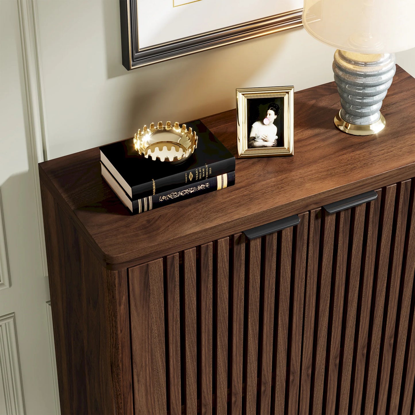 Tribesigns 6-Tier Wooden Shoe Cabinet with Adjustable Shelves and Louvered Doors