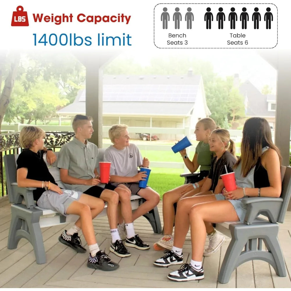 DAFIFY Two in One Outdoor Bench Picnic Table Weatherproof