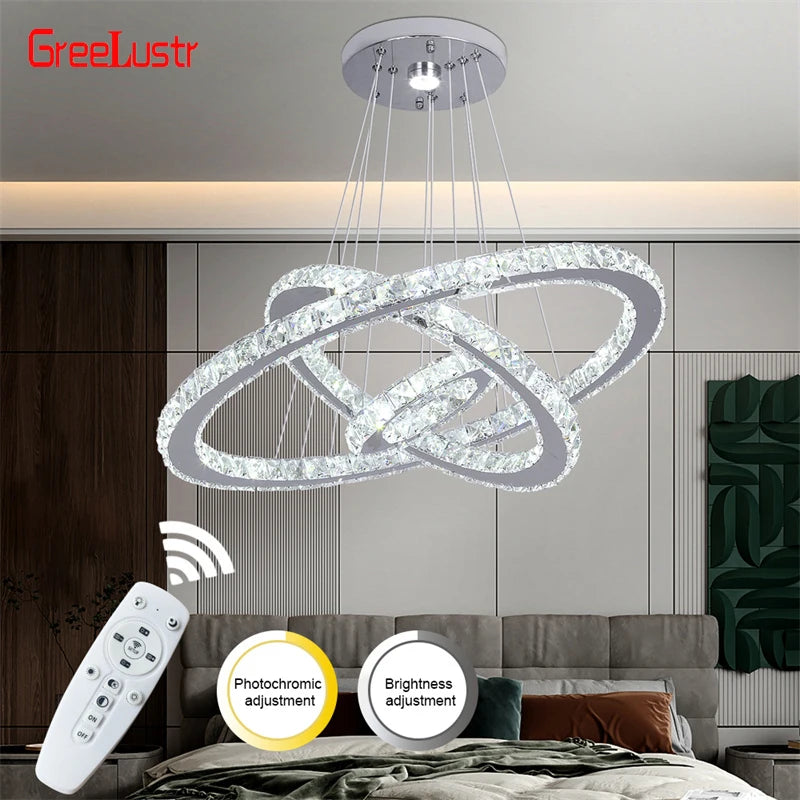 GreeLustrBulbs Modern Crystal LED Chandelier With Remote