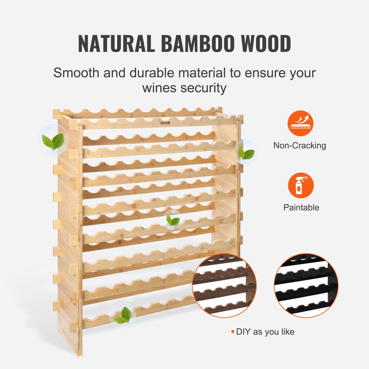 SucceBuy Stackable Modular Bamboo Wine Rack Storage Display Shelves