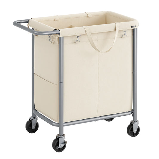 Songmics Rolling Laundry Basket 2-Section With Liner