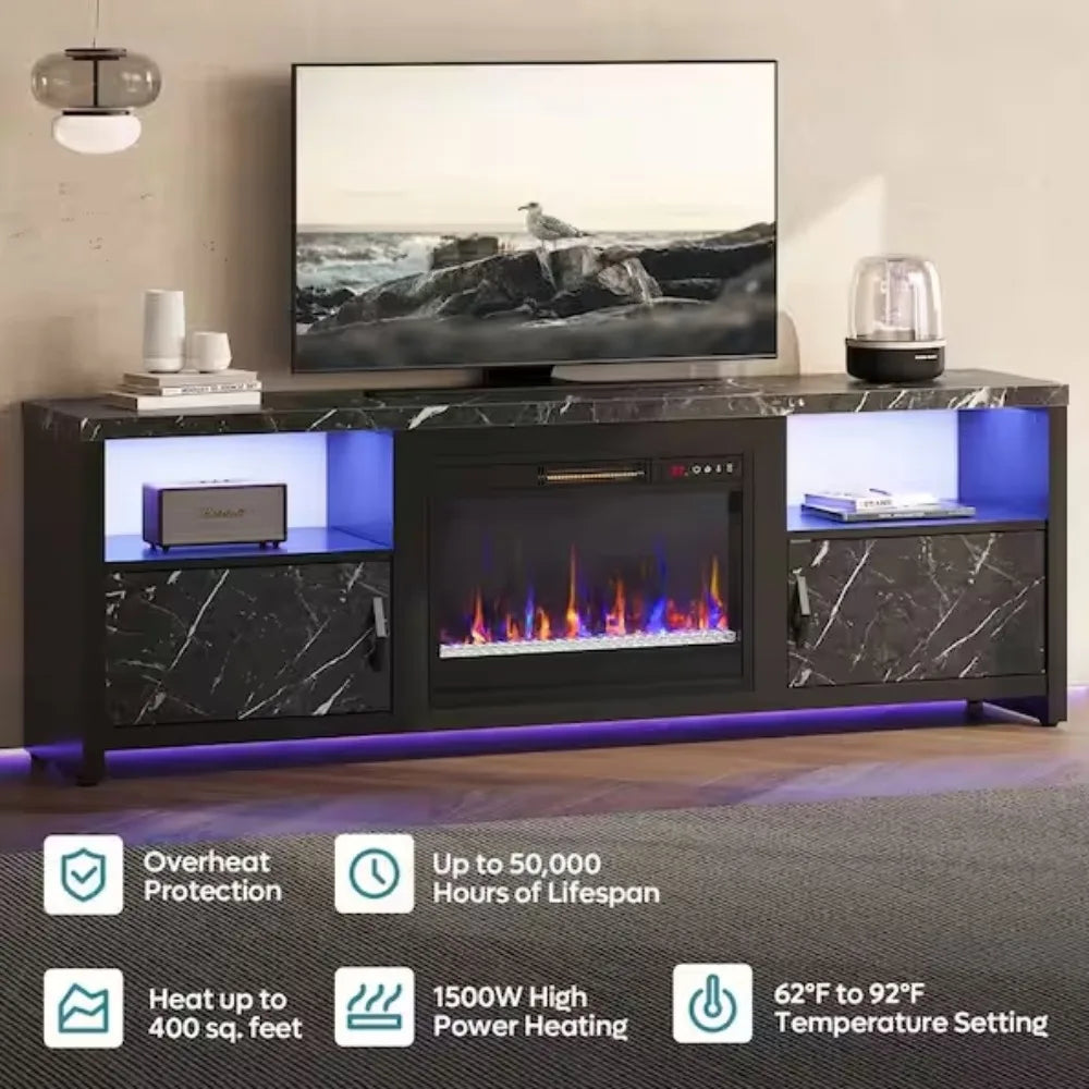 Hign-concerned LED TV Stand With Fireplace And Cabinets