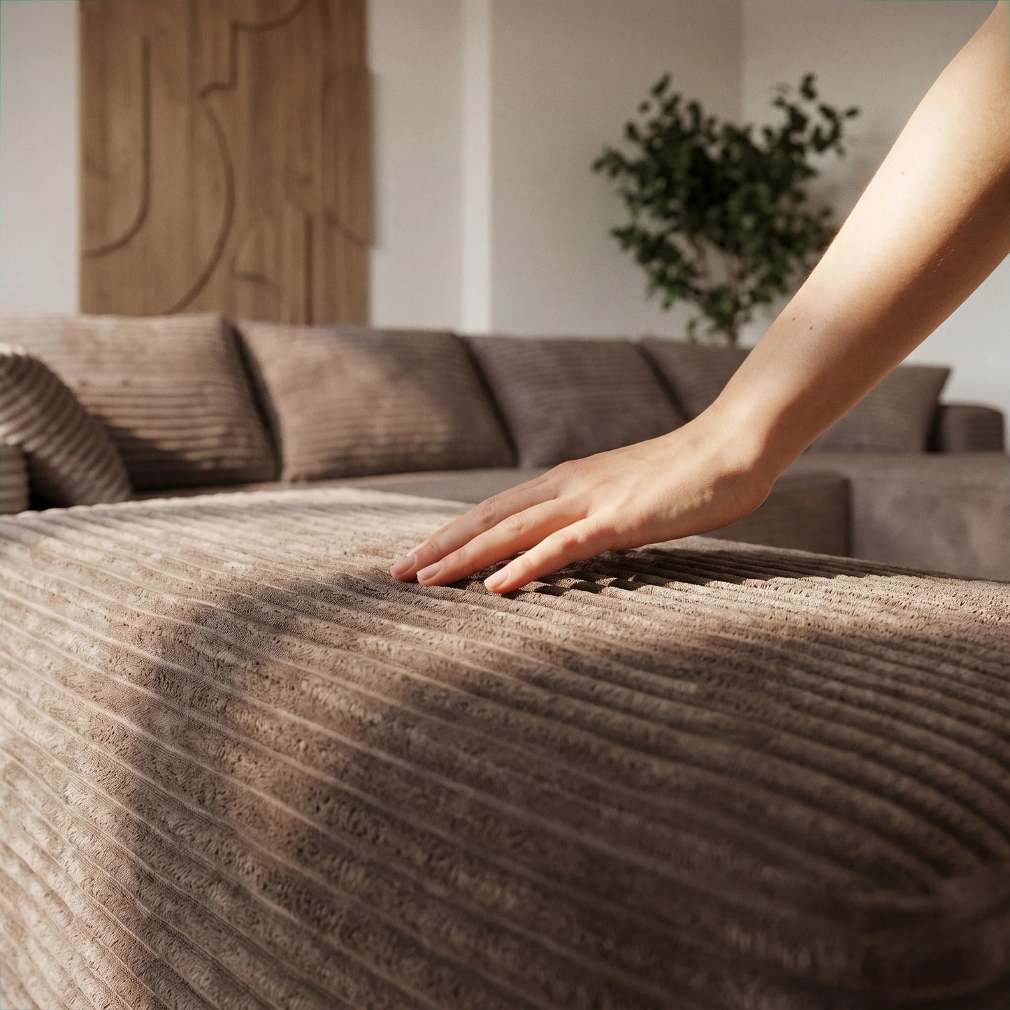 U Shaped Sectional Sofa Cloud Fabric Couch Living Room