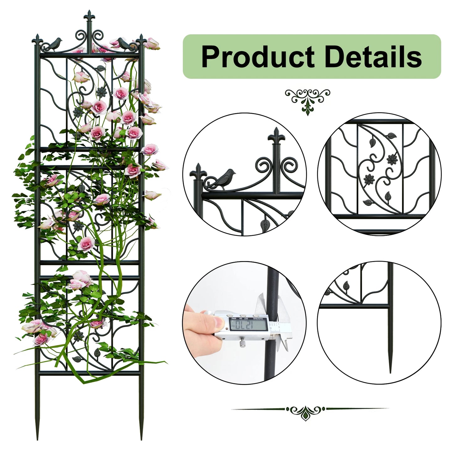 Metal Garden Trellis Tall Climbing Fence for Vegetables Grapes and Flowers