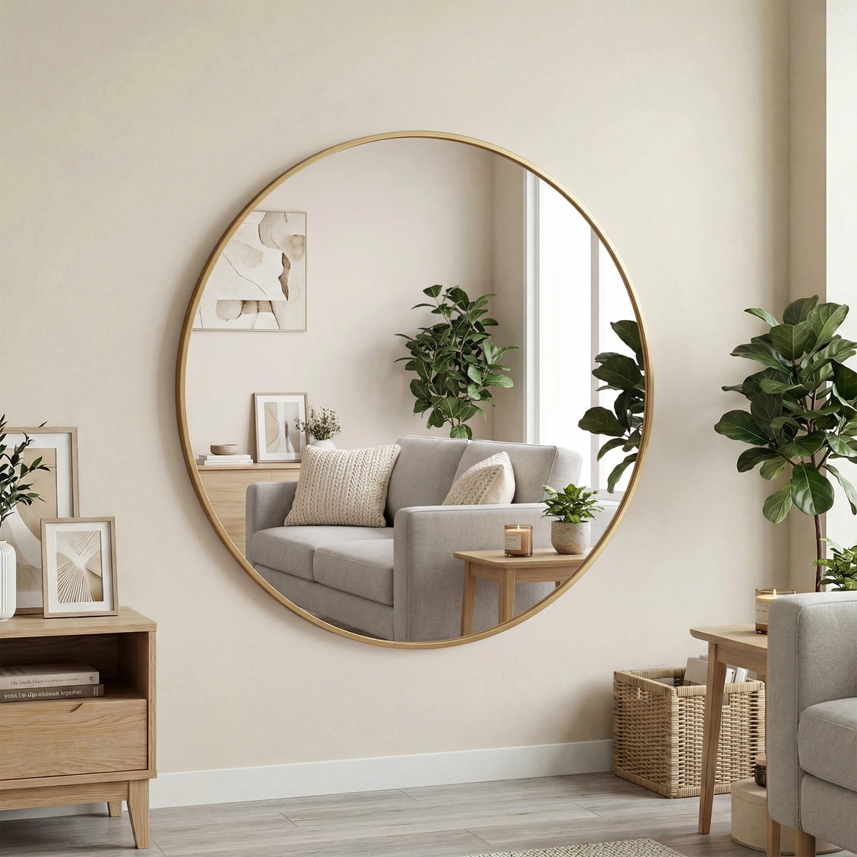 MCQ Round Wall Mirror Shatterproof Bathroom Decor For Home