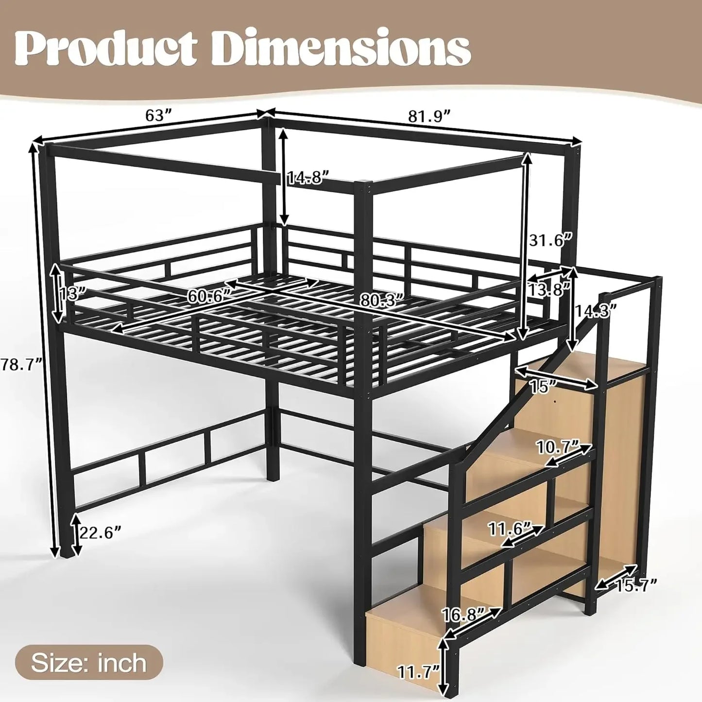 Queen Loft Bed With Storage Stairs And Wardrobe System