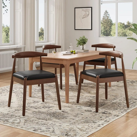 Farini Mid Century Modern Dining Chairs With Wooden Legs