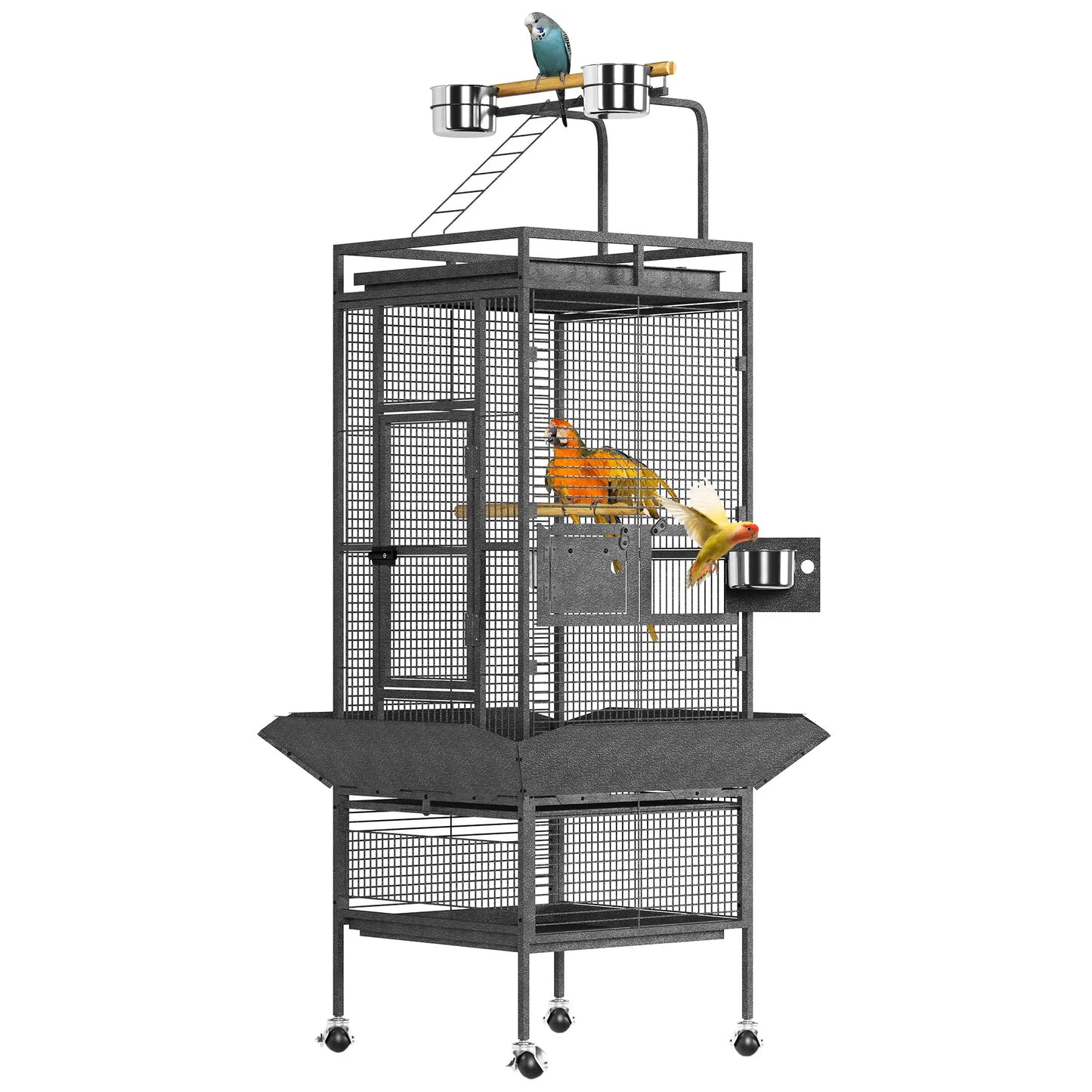 HiMISS Bird Cage With Rolling Stand And Storage Shelf